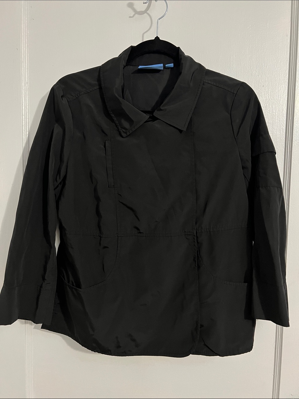 Simply Vera Vera Wang Black Lightweight Trench Jacket with Notched Collar